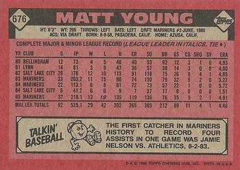 1986 Topps #676 Matt Young Back