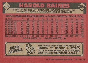 1986 Topps #755 Harold Baines Back