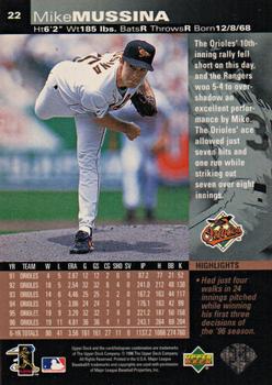 1997 Upper Deck #22 Mike Mussina Back