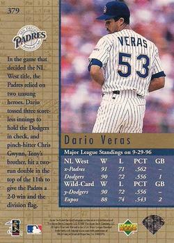 1997 Upper Deck #379 Dario Veras Back