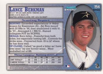 1998 Bowman Chrome - International Refractors #194 Lance Berkman Back