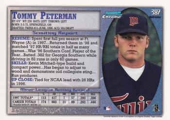1998 Bowman Chrome - International Refractors #387 Tommy Peterman Back