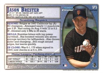 1998 Bowman Chrome - Refractors #173 Jason Brester Back