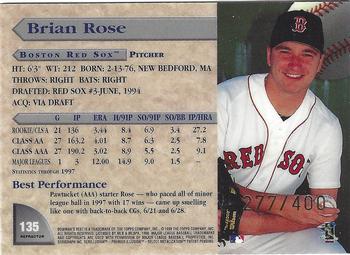1998 Bowman's Best - Refractors #135 Brian Rose Back