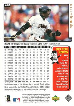 1998 Collector's Choice - Series Two Blaster Jumbo 5x7 #490 Barry Bonds Back