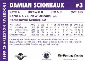 1999 Charleston RiverDogs #NNO Damian Scioneaux Back