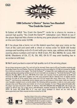 1998 Collector's Choice - You Crash the Game #CG3 Larry Walker  Back