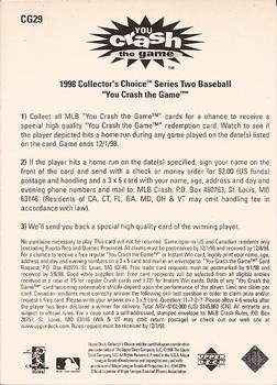 1998 Collector's Choice - You Crash the Game #CG29 Jim Thome Back