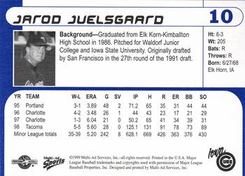 1999 Multi-Ad Iowa Cubs #10 Jarod Juelsgaard Back