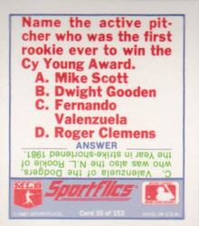 1988 Sportflics - Team Logo Trivia #35 Boston Red Sox Back
