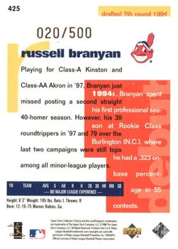 1998 Collector's Choice - Prime Choice Reserve #425 Russell Branyan Back