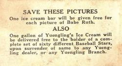 1928 Yuengling's Ice Cream (F50) #21 Earle Combs Back