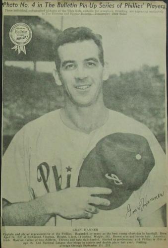 1950 Philadelphia Bulletin Pin-Ups Philadelphia Phillies #NNO Granny Hamner Front