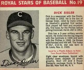 1950-52 Royal Stars of Baseball #19 Dick Sisler Front