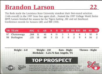 1999 Multi-Ad Midwest League Top Prospects Update #22 Brandon Larson Back