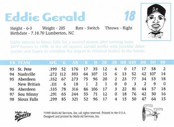 1999 Multi-Ad Sioux Falls Canaries #NNO Eddie Gerald Back