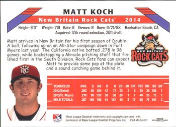 2014 Grandstand New Britain Rock Cats #NNO Matt Koch Back