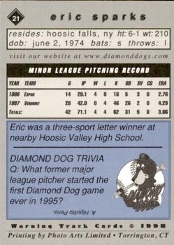 1998 Warning Track Albany-Colonie Diamond Dogs #21 Eric Sparks Back