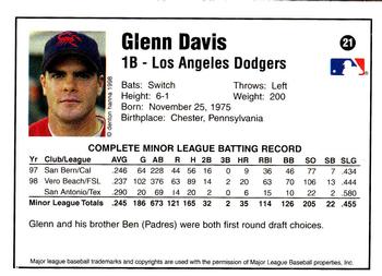 1998 Arizona Fall League Prospects #21 Glenn Davis Back