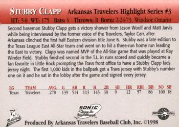 1998 Arkansas Travelers Highlights #3 Stubby Clapp Back