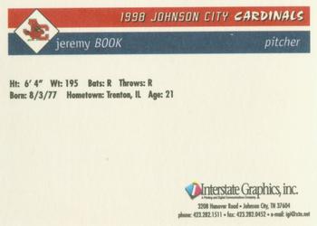1998 Johnson City Cardinals #NNO Jeremy Book Back