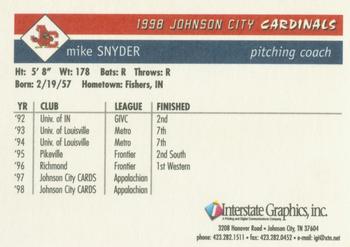 1998 Johnson City Cardinals #NNO Mike Snyder Back