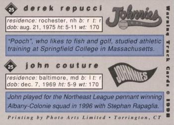 1998 Warning Track Johnstown Johnnies #25 Derek Repucci / John Couture Back