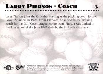 1998 Multi-Ad Michigan Battle Cats #3 Larry Pierson Back