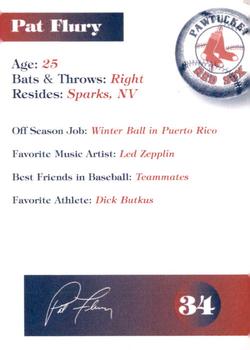 1998 Dunkin' Donuts Pawtucket Red Sox #NNO Pat Flury Back