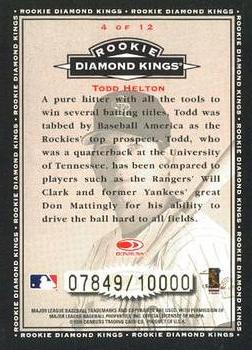 1998 Donruss - Rookie Diamond Kings #4 Todd Helton Back