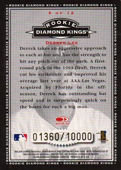 1998 Donruss - Rookie Diamond Kings #5 Derrek Lee Back