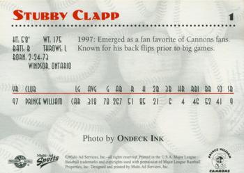 1998 Multi-Ad Prince William Decade Greats #1 Stubby Clapp Back