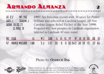 1998 Multi-Ad Prince William Decade Greats #2 Armando Almanza Back