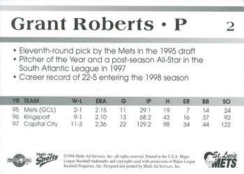 1998 Multi-Ad St. Lucie Mets #2 Grant Roberts Back