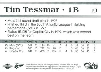 1998 Multi-Ad St. Lucie Mets #19 Tim Tessmar Back