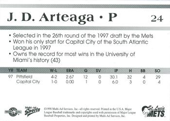1998 Multi-Ad St. Lucie Mets #24 J.D. Arteaga Back