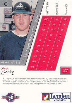 1998 Blueline Q-Cards Tacoma Rainiers #27 Scot Sealy Back