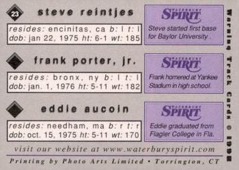 1998 Warning Track Waterbury Spirit #23 Steve Reintjes / Frank Porter / Eddie Aucoin Back