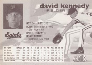 1997 St. Paul Saints #13 David Kennedy Back