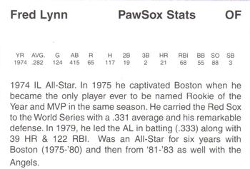 1997 Pawtucket Red Sox 25th Anniversary #NNO Fred Lynn Back