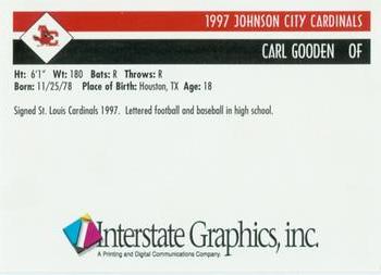 1997 Johnson City Cardinals #NNO Carl Gooden Back