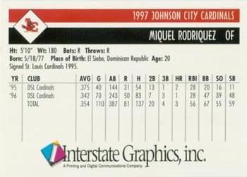 1997 Johnson City Cardinals #NNO Miguel Rodriquez Back