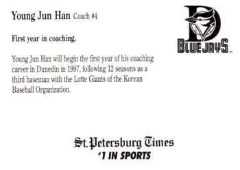 1997 St. Petersburg Times Dunedin Blue Jays Family Night #NNO Young Jun Han Back