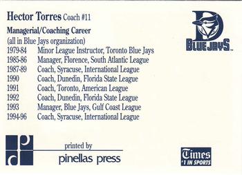 1997 Dunedin Blue Jays #29 Hector Torres Back