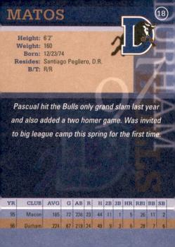 1997 Durham Bulls #18 Pascual Matos Back