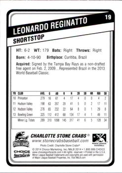 2014 Choice Charlotte Stone Crabs #19 Leonardo Reginatto Back