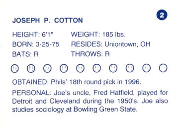1997 Batavia Clippers #2 Joseph Cotton Back