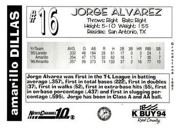 1997 Grandstand Amarillo Dillas #NNO Jorge Alvarez Back