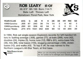 1996 Sioux City Explorers #7 Rob Leary Back