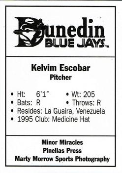 1996 Dunedin Blue Jays Update #NNO Kelvim Escobar Back